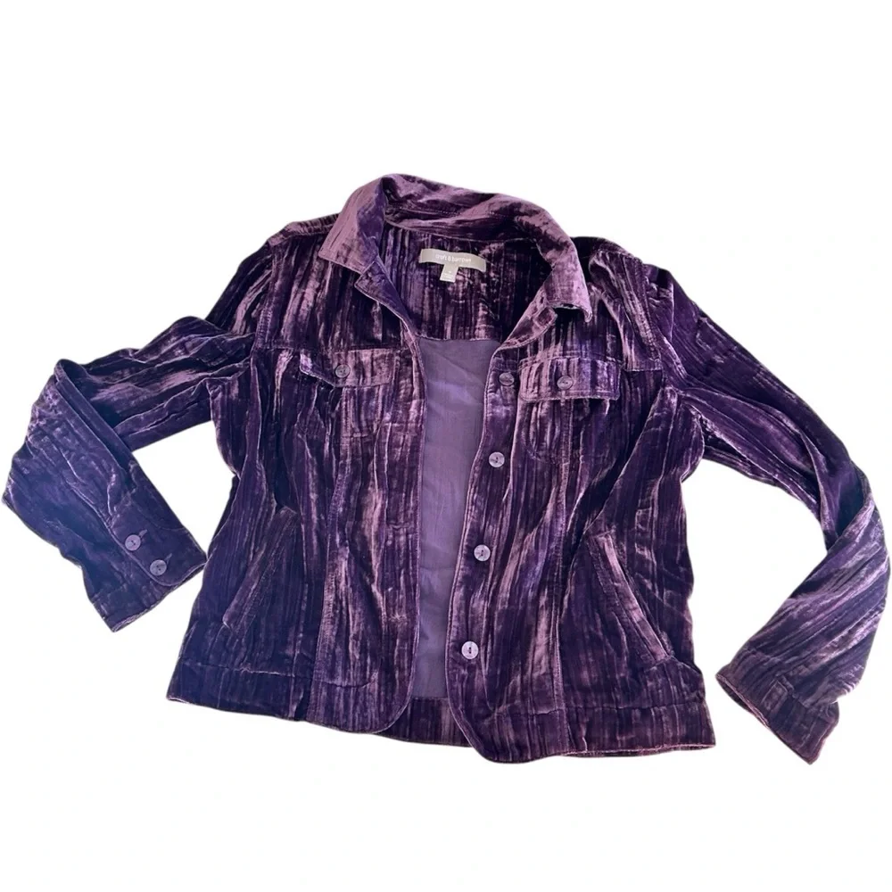 Croft & Barrow Purple Crushed Velvet Jacket Size S Whimsigoth